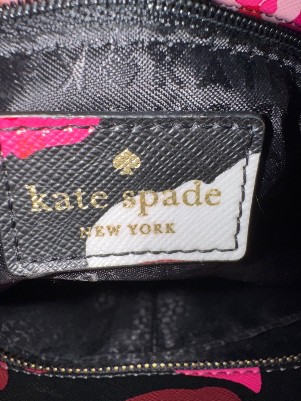 kate spade Black Floral Tote Bag with Pink and Red Accents - Picture 7 of 13